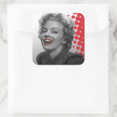 Rode Stippen Marilyn Vierkante Sticker (Tas)