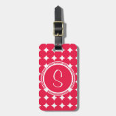 Rode Stippen Monogram Bagagelabel (Voorkant verticaal)