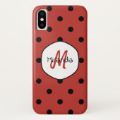 Rode Stippen Monogram Case-Mate iPhone Case (Achterkant)