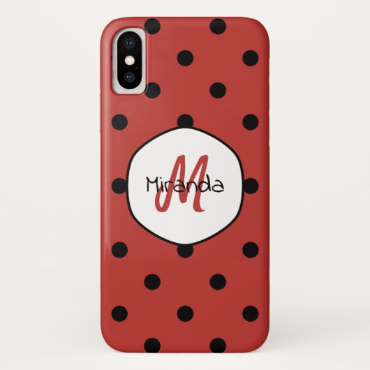 Rode Stippen Monogram Case-Mate iPhone Case (Achterkant)