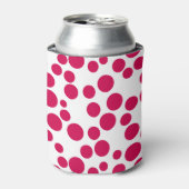 Rode stippen op een witte achtergrond blikjeskoeler (Blikje Voorkant)