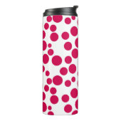 Rode stippen op een witte achtergrond thermosbeker (Gedraaid links)