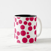 Rode stippen op een witte achtergrond tweekleurige koffiemok (Voorkant rechts)