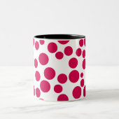 Rode stippen op een witte achtergrond tweekleurige koffiemok (Center)