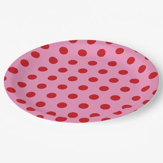 Rode Stippen op Roze Papieren Bordje (Gekanteld)