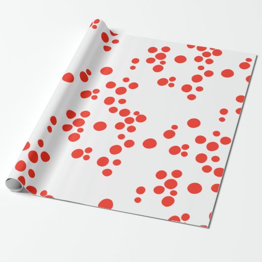 Rode Stippen op wit Cadeaupapier (Uitgerold)