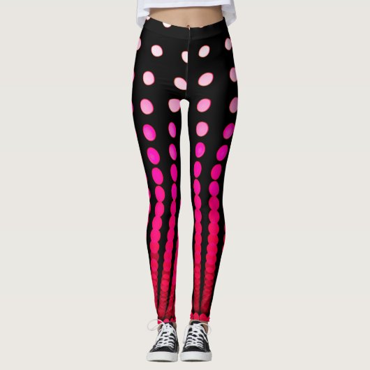 Rode stippen op zwart, Leggings (Voorkant)