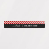 Rode Stippen School Klas Naam Nummer Labels (Design 1)