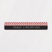 Rode Stippen School Klasse Naam Nummer Labels (Design 2)