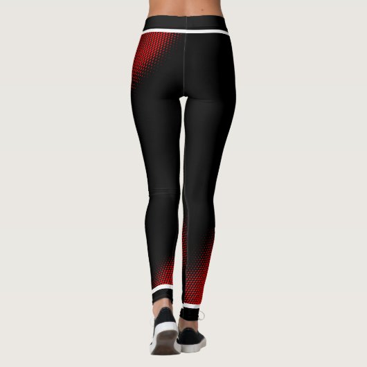 Rode stippenpatroon met Naam op ZWART of Uw Kol. Leggings (Achterkant)
