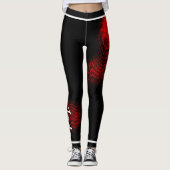 Rode stippenpatroon met Naam op ZWART of Uw Kol. Leggings (Voorkant)