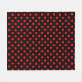Rode Stippenpatroon op Zwarte Achtergrond Fleece Deken (Voorkant (Horizontaal))