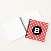 Rode Stippenpatroon Zwarte Monogram Notitieboek (Binnen)