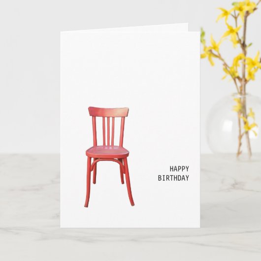 Rode stoel Verjaardag Kaart (Gele Bloem)