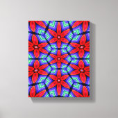 Rode Stoffen Bloemen Patroon Canvas Afdruk (Voorkant)