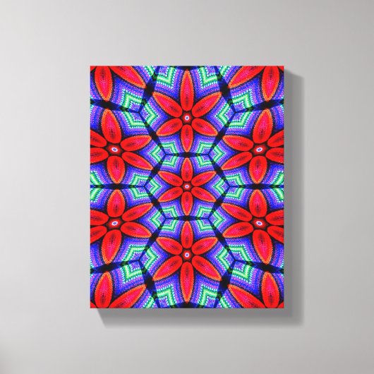 Rode Stoffen Bloemen Patroon Canvas Afdruk (Voorkant)