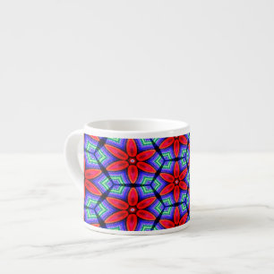 Rode Stoffen Bloemen Patroon Espresso Kop