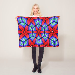 Rode Stoffen Bloemen Patroon Fleece Deken