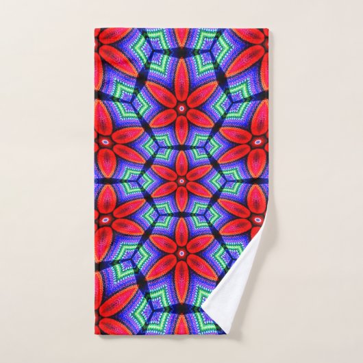 Rode Stoffen Bloemen Patroon Handdoek (Handdoek)
