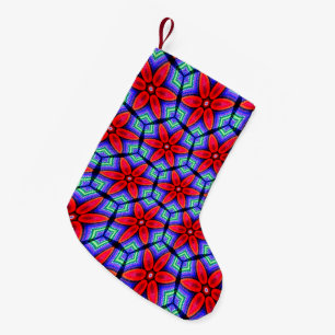 Rode Stoffen Bloemen Patroon Kleine Kerstsok