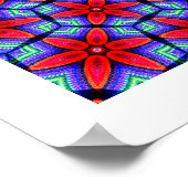 Rode Stoffen Bloemen Patroon Poster (Hoek)