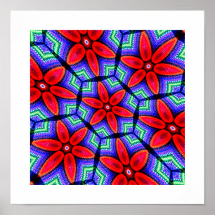 Rode Stoffen Bloemen Patroon Poster