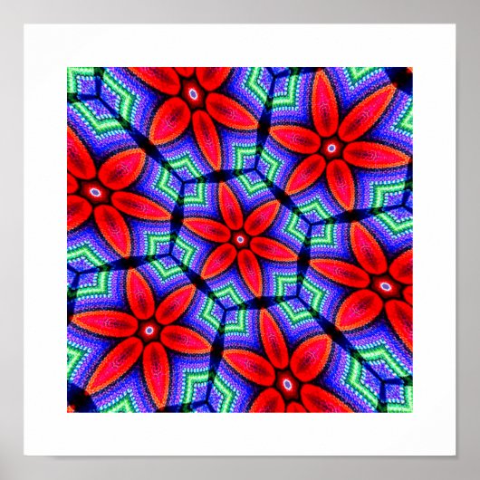 Rode Stoffen Bloemen Patroon Poster (Voorkant)