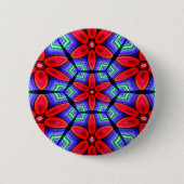 Rode Stoffen Bloemen Patroon Ronde Button 5,7 Cm (Voorkant)