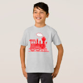 Rode stoomlocomotief jouw naam kinder t-shirt (Voorkant volledig)
