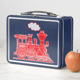 Rode stoomlocomotief kinder naam lunchbox