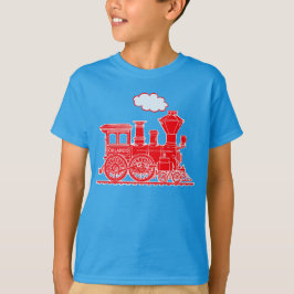 Rode stoomlocomotief met aangepaste naam kinder t- t-shirt