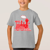 Rode stoomlocomotief met aangepaste naam kinder t- t-shirt (Voorkant)