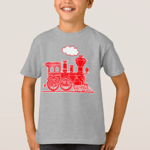 Rode stoomlocomotief met aangepaste naam kinder t- t-shirt