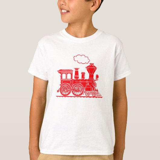 Rode stoomlocomotief op lichtt-shirt t-shirt (Voorkant)