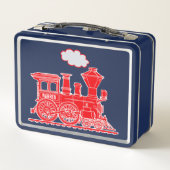 Rode stoomlocomotief trein kindernaam lunchbox (Achterkant)