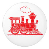 Rode stoomtrein aangepaste deurknop keramische knop (Voorkant)