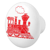 Rode stoomtrein aangepaste deurknop keramische knop (Rechts)