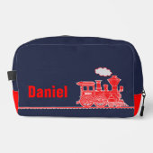 Rode stoomtrein kinder genaamd reizen toilettasje (Voorkant)