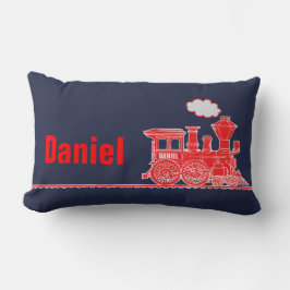 Rode stoomtrein kinder genoemd kussen