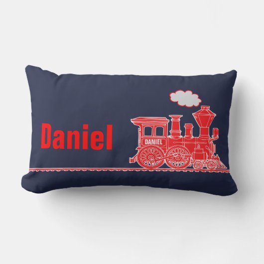 Rode stoomtrein kinder genoemd kussen (Voorkant)