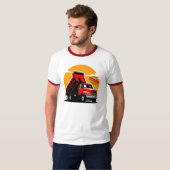 Rode stortbak vrachtwagen constructie uitdaging ve t-shirt (Voorkant volledig)