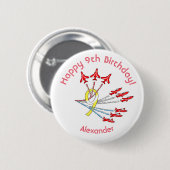 Rode straaljagers - 9e verjaardagsbadge ronde button 5,7 cm (Voorkant /achterkant)