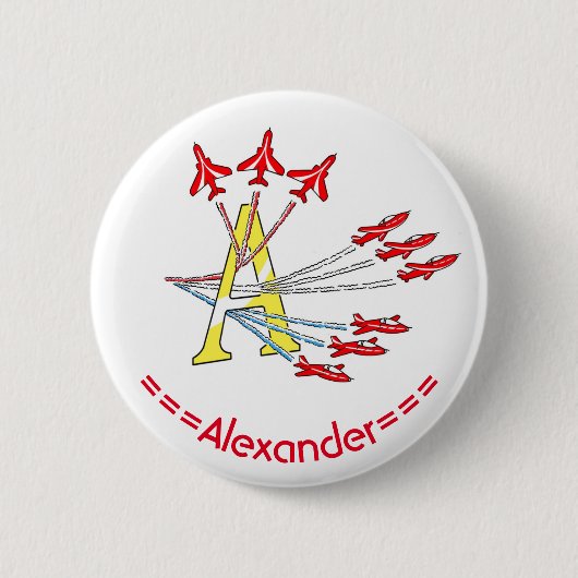 Rode straaljagers A initiële badge Ronde Button 5,7 Cm (Voorkant)