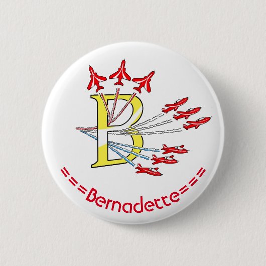 Rode straalvliegtuigen B Initiele Badge Ronde Button 5,7 Cm (Voorkant)