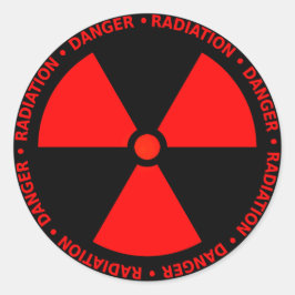 Rode stralingswaarschuwing ronde sticker