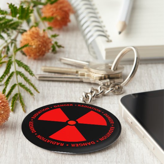 Rode stralingswaarschuwing sleutelhanger (Zijkant)