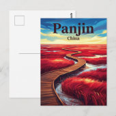 Rode Strand China Briefkaart (Voorkant / Achterkant)