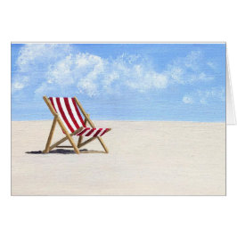 Rode strandstoel schilderij, voel je beter kaart