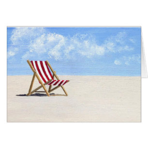 Rode strandstoel schilderij, voel je beter kaart