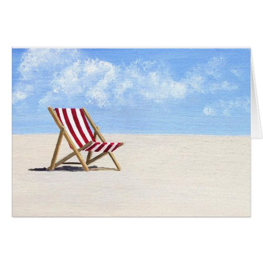Rode strandstoel schilderij, voel je beter kaart (Voorkant Horizontaal)